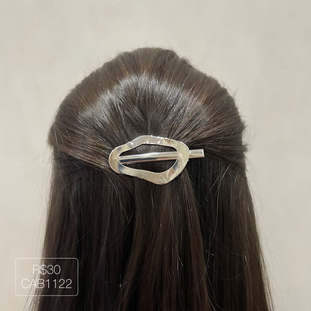 Hair Clip Orgânico Vazado P Liso Prateado